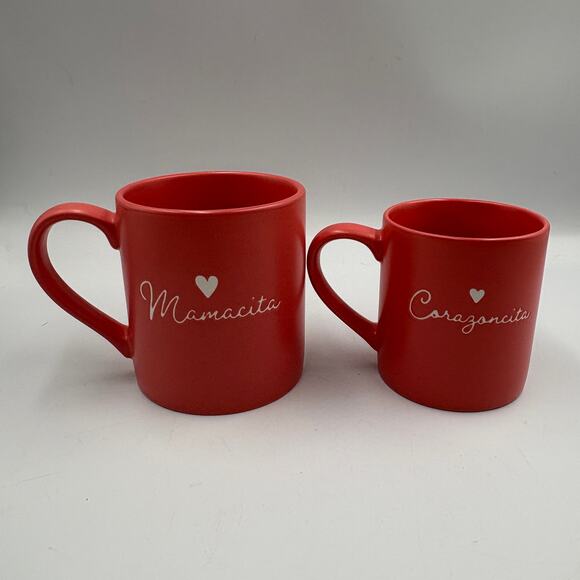 Threshold Other - Threshold Stoneware Mommy & Me Pink Spanish Coffee Mug Set Mamacita Corazoncita